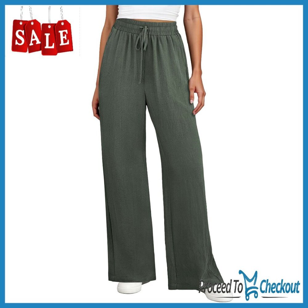 Wide Leg Palazzo Pants Elastic Waist Summer Casual Loose Fit